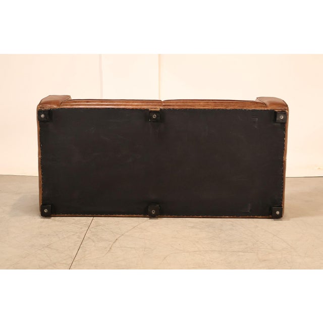 Art Deco Style Brown Leather Sofa For Sale - Image 17 of 18