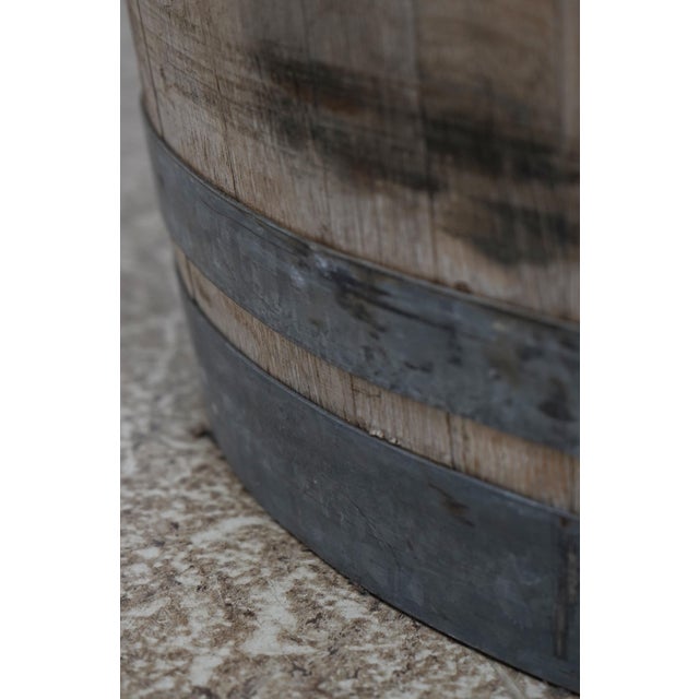 Wood Vintage Oak Wine Barrel Table W. Glass Top For Sale - Image 7 of 13