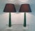 A large pair of elegant table lamps with a clean and modern design. Hand made from malachite stone column which is...