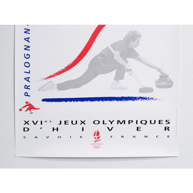 Contemporary 1992 Original Olympic Poster, Winter Olympic Games, Pralognan-La-Vanoise (Albertville, France) - Curling For Sale - Image 3 of 3