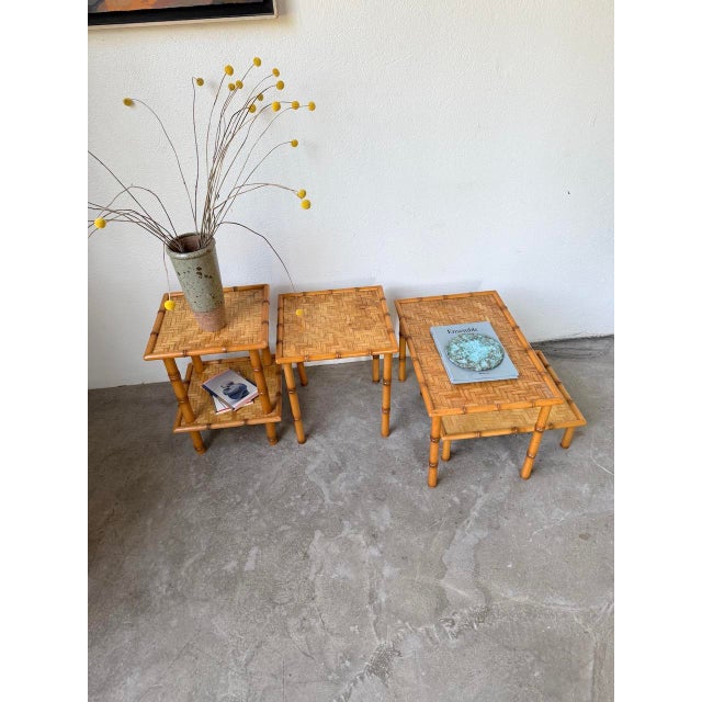 Nesting Tables in Rattan and Wicker, 1970, Set of 4 For Sale - Image 18 of 18
