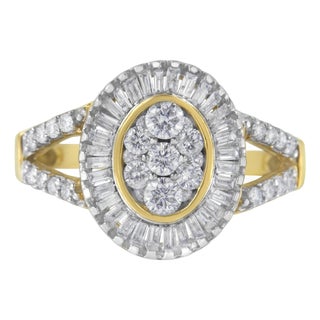 10kt Yellow Gold Diamond Cocktail Ring (1 cttw, H-I Color, SI2-I1 Clarity) For Sale