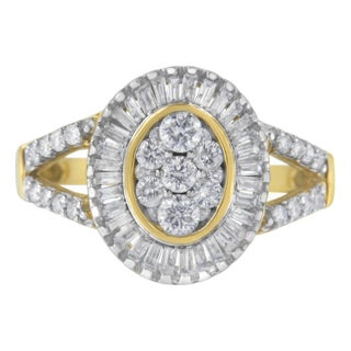 10kt Yellow Gold Diamond Cocktail Ring, Size 7 For Sale