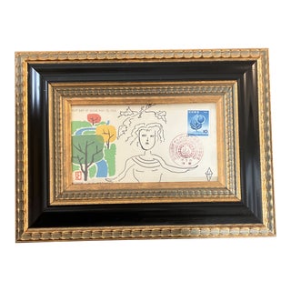 Contemporary Original Judy Henn Abstract Ink Drawing/Collage “First Day as a Tree Hugger” Framed For Sale