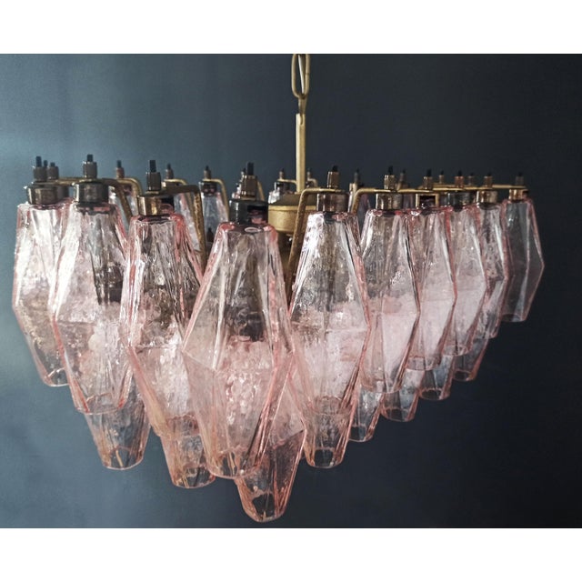 Murano Poliedri Chandelier with Pink Glasses from Carlo Scarpa, 1990s For Sale - Image 4 of 18