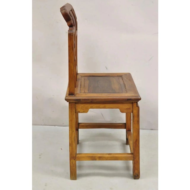Brown Vintage Carved Teak Wood Japanese Imperial Meiji Style Side Chair For Sale - Image 8 of 12