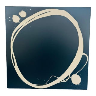 Kayce Hughes Signed Original Abstract Painting in Navy & White For Sale