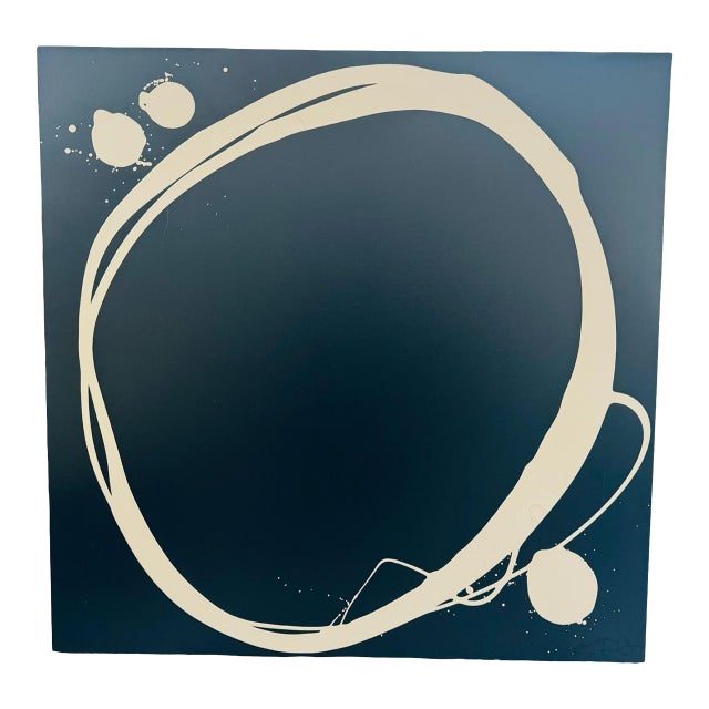 Kayce Hughes Signed Original Abstract Painting in Navy & White For Sale