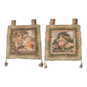 1980s Vintage French Style Wall Tapestry –Set of 2–Pastoral & Serenade Scenes
