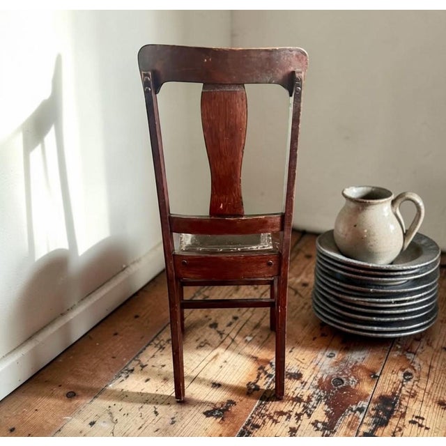 Antique Nc Chair-Leather Seat-Shaker Style-Primitive Accent Chair-Farm-Wood-Desk For Sale - Image 4 of 11