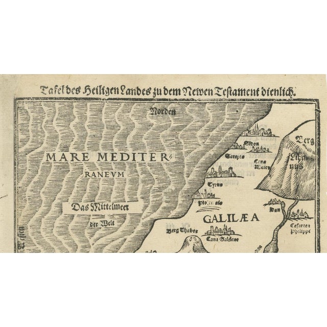 Holy Land Woodcut Map by Heinrich Bünting, 1581 For Sale - Image 6 of 9