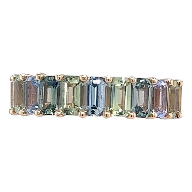 Natural Multicolored Sapphire Ring 14k Y Gold 5.28 TCW Certified, Size 6.5 For Sale
