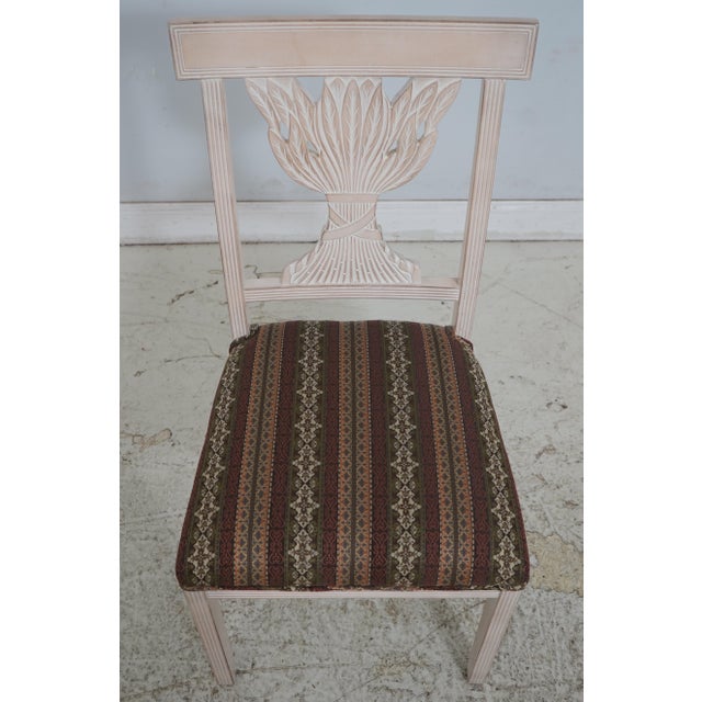 Traditional Set of 4 Wheat Carved Back Dining Room Chairs For Sale - Image 3 of 18