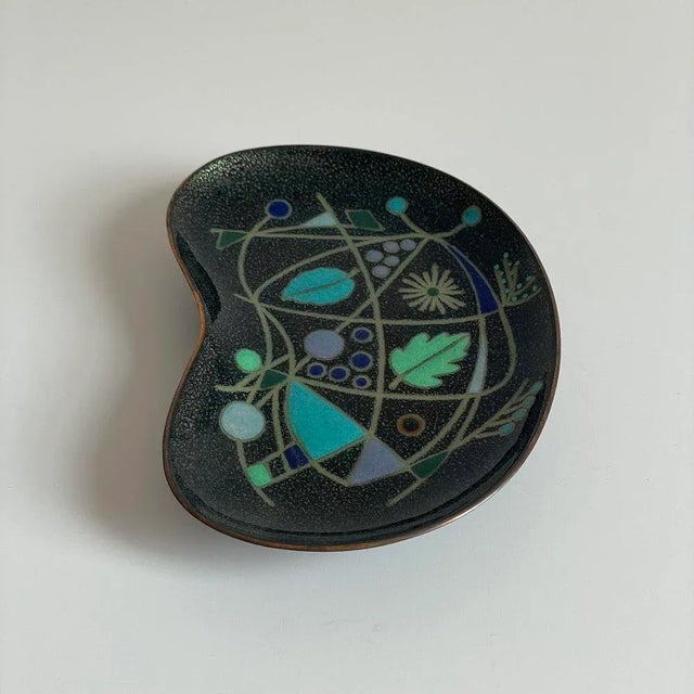 Beautiful enameled ring or trinket dish by Mexican jewelry designer Miguel Pineda (b. 1940, signed), featuring a geometric...