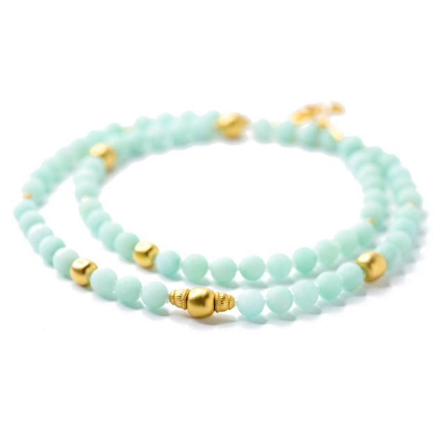 Metal Mint Green Chalcedony Necklace For Sale - Image 7 of 10