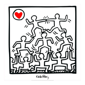 1990s After Keith Haring - Untitled (One Man Show / Community) Vintage Fine Art Print Offset Lithography Poster 90s