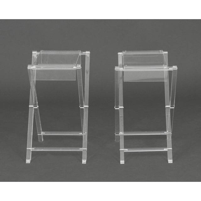 Spisani Italian Clear Acrylic Folding Tables, Pair For Sale In New York - Image 6 of 7