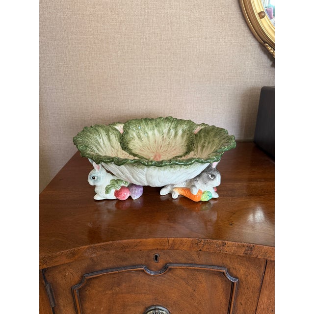 1990s Fitz and Floyd Cabbage and Rabbit Bowl For Sale - Image 9 of 10