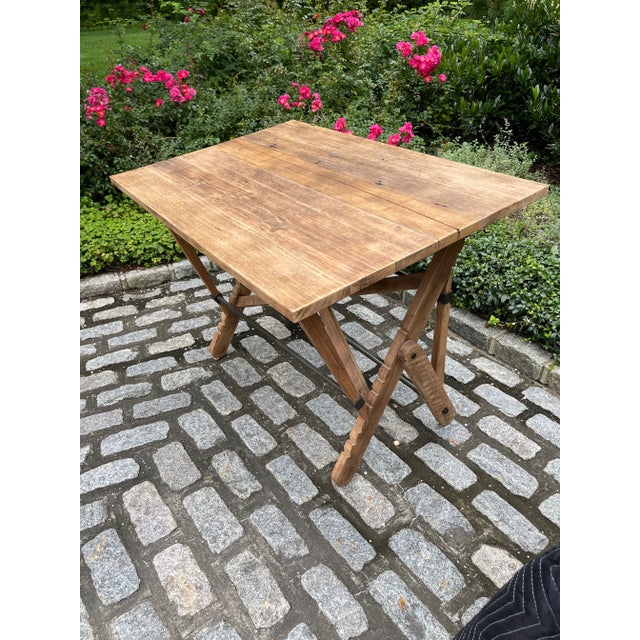 20th Century Adjustable Reclaimed Oak and Iron Drafting Table For Sale - Image 4 of 13