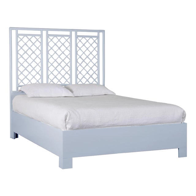 X & Diamond Platform Bed Queen, Light Blue For Sale