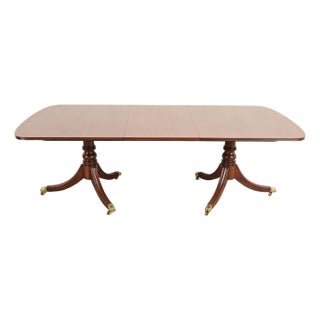 Henredon Georgian Banded Mahogany Double Pedestal Extension Dining Table, Newly Refinished For Sale