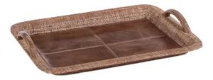 Sabinio Leather & Raffia Serving Tray, Small