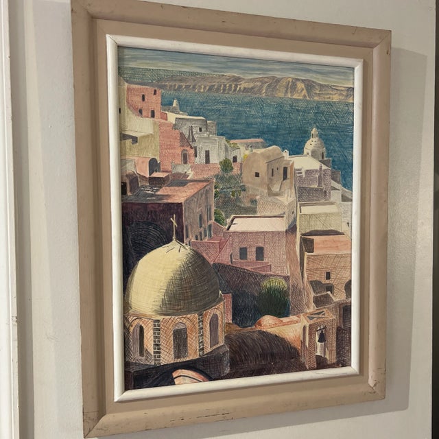 20 th Century American artist encaustic drowning on massonite signed framed by L. Smith