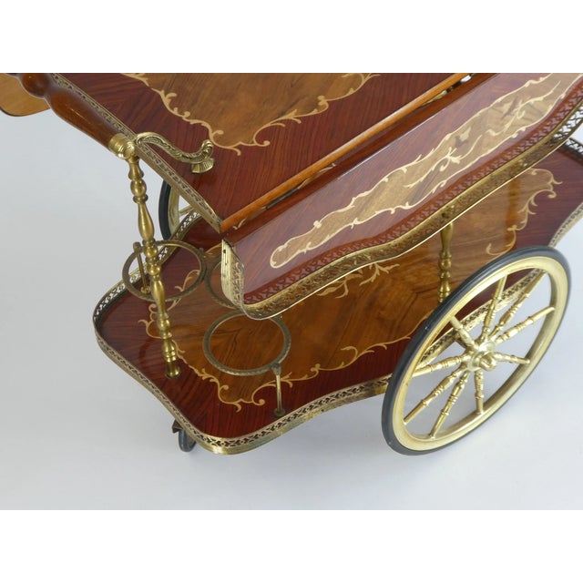 Wood Hollywood Regency Cocktail Trolley For Sale - Image 7 of 8