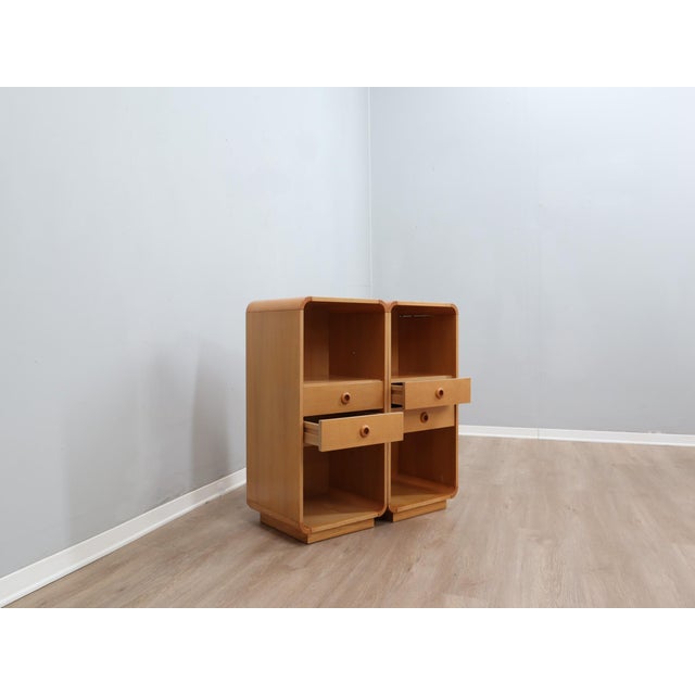 Wood Tall Vintage Birch Wood Bedside Tables, 1970s, Set of 2 For Sale - Image 7 of 17