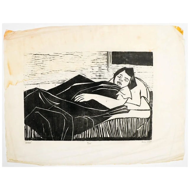 1950s Ruth Leaf Karen Sleeping Female Woodcut For Sale - Image 4 of 5