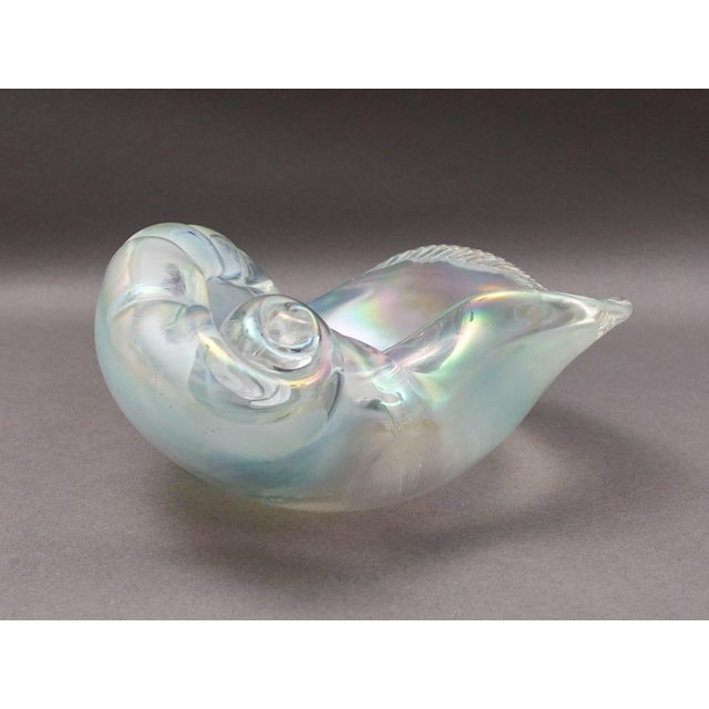 Licio Zanetti Signed Murano Italy Iridescent Conch Sea Shell Art Glass Bowl Sculpture. Measures approximately 11" long, 7...