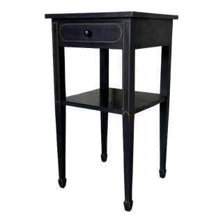 Antique Solid Mahogany Wood Black Bedside Table For Sale
