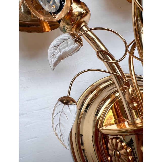 Art Deco Brass and Crystal Wall Lamp from Palwa, 1960s For Sale - Image 6 of 16