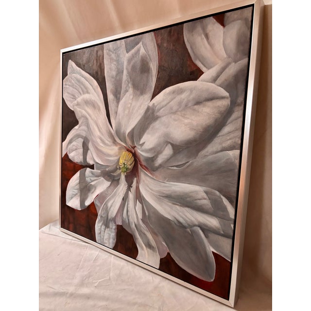 Framed Oil on Canvas Magnolia by Shelly Gurton Titled "Margaux" For Sale - Image 4 of 11