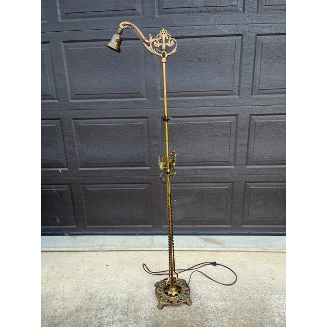 Early 20th Century Brass Gooseneck Floor Lamp For Sale - Image 10 of 10