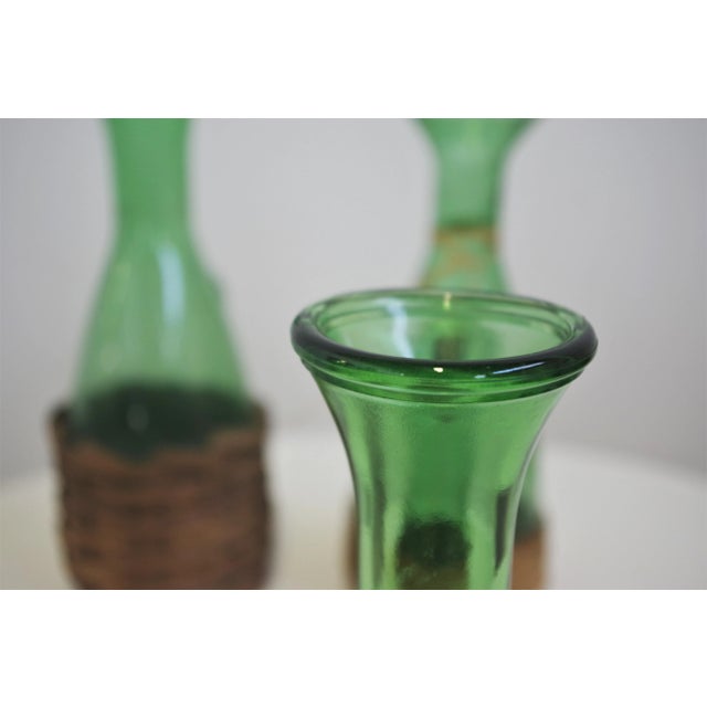 Green Green Glass Wine Decanter, 1950s, Set of 4 For Sale - Image 14 of 16
