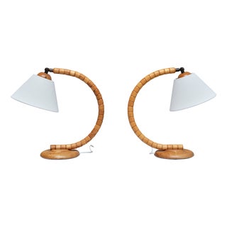 Sculptural Adjustable Table Lamps in Beech from Markslöjd, Sweden, 1960s, Set of 2 For Sale