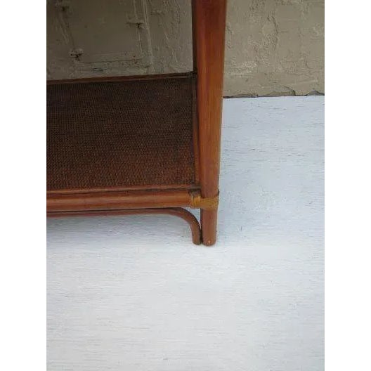 Tommy Bahama Style 1980s Bamboo Rattan Entertainment Center Dark Color For Sale - Image 11 of 13