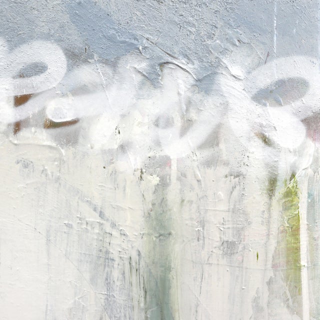 Abstract Calm Waters - Soft Abstract Cool Tone Textural Paint Graffiti Mixed Media Art Original Artwork by Amber Goldhammer For Sale - Image 3 of 8