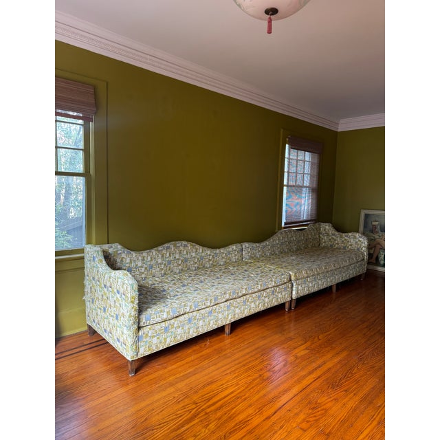 1960s 1960s Pair of Scalloped Mid Century Modern Sofas For Sale - Image 5 of 8