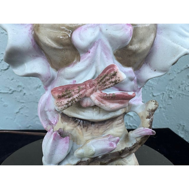 Antique Rococo Revival Porcelain Figural Table Lamps Pair, Hand-Painted, Early 20th Century For Sale - Image 12 of 12