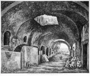 Androne della Villa di Mecenate a Tivoli - Original Etching by L. Rossini - 1824 1826