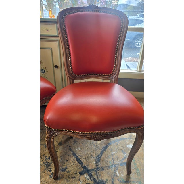 Vintage French Side Chairs a Pair For Sale In New York - Image 6 of 12