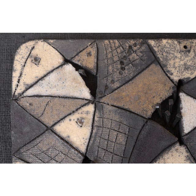 Wood Vintage Abstract Brutalist Ceramic & Nail Art Wall Sculpture For Sale - Image 7 of 10