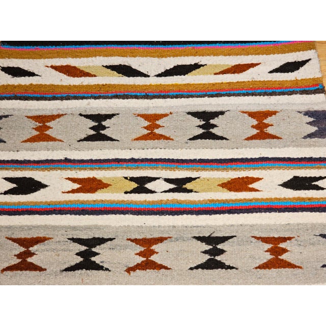 Vintage Navajo Saddle Blanket, Band Pattern, Native American Wall Art, 3x3 For Sale - Image 9 of 11