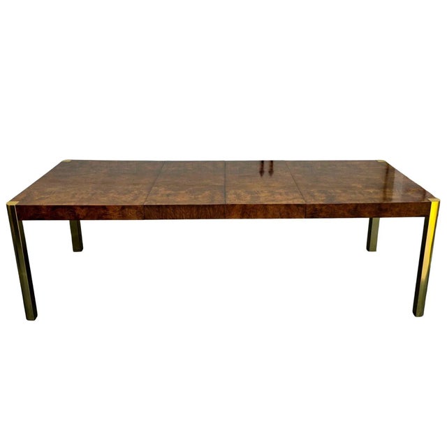 Mid Century Burlwood and Brass Dining Table by Century Furniture For Sale In Washington DC - Image 6 of 10