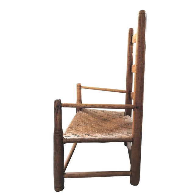 American Antique Children's Ladder Back Splint Weave Seat Chair For Sale - Image 3 of 5