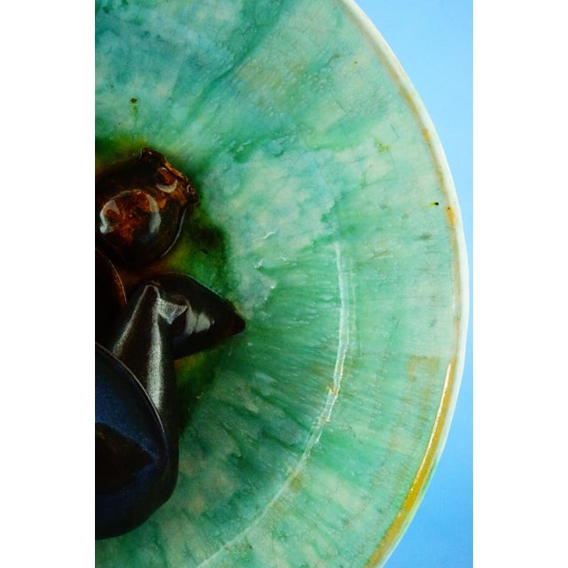 Modernist Art Ceramic Majolica Plate attributed to Jerome Massier, Vallauris, France, 1960s For Sale - Image 14 of 18