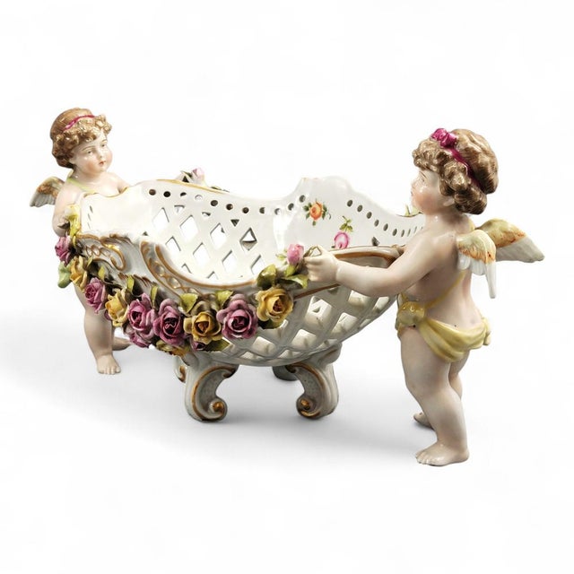 Cherub and Rose Centrepiece from C. G. Schierholz & Sohn, 1890s For Sale - Image 4 of 15