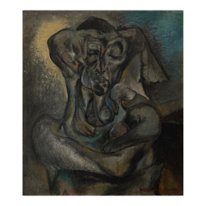 William Erno Mackey (B. 1919) - Abstract Expressionist Portrait of Sailor, Signed (Oil on Board)